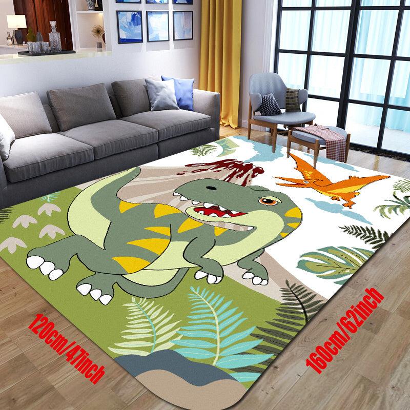 Non Slip 3D Dinosaur Printed Flannel Rug for Kids
