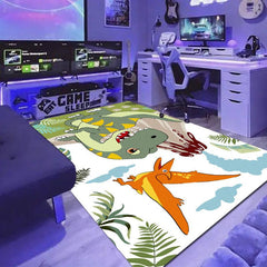 Non Slip 3D Dinosaur Printed Flannel Rug for Kids