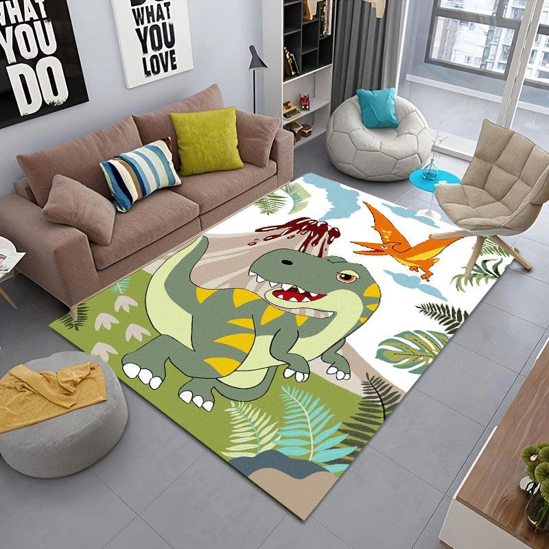 Non Slip 3D Dinosaur Printed Flannel Rug for Kids