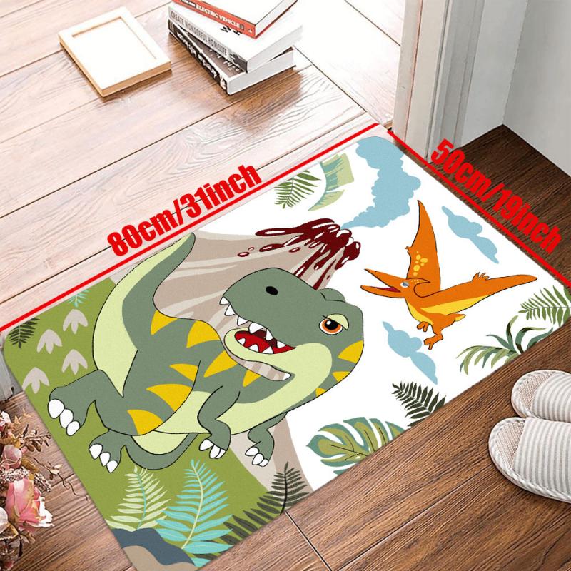 Non Slip 3D Dinosaur Printed Flannel Rug for Kids