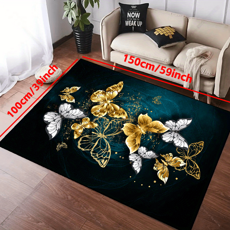 Non Slip Butterfly Print Rug Soft Durable Home Decor