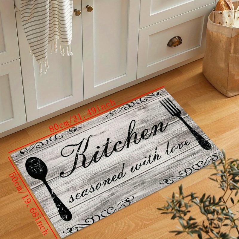Vintage Kitchen Print Fluffy Mat Non-slip Waterproof Floor Mat