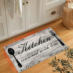 Vintage Kitchen Print Fluffy Mat Non-slip Waterproof Floor Mat