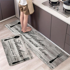 Vintage Kitchen Print Fluffy Mat Non-slip Waterproof Floor Mat