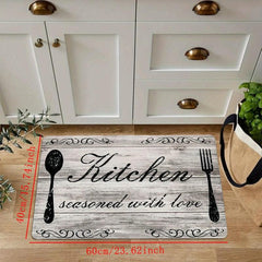 Vintage Kitchen Print Fluffy Mat Non-slip Waterproof Floor Mat
