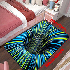 3D Illusion Abstract Decorative Rug Non slip Bedroom Rug Floor Mat
