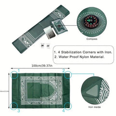 Portable Travel Prayer Mat With Compass Waterproof Polyester