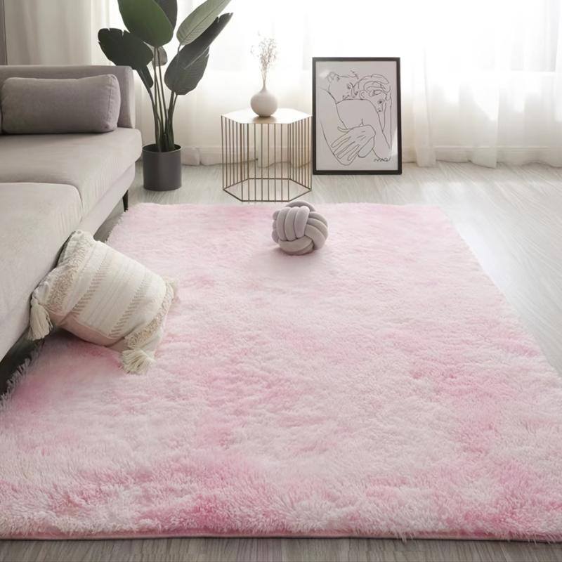 Soft Pink Area Rug Plush Floor Mat Rectangular Carpet Shaggy Rug Home Decor