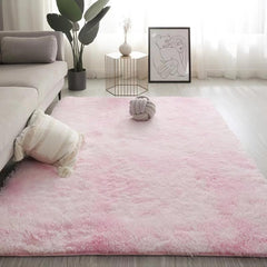 Soft Pink Area Rug Plush Floor Mat Rectangular Carpet Shaggy Rug Home Decor