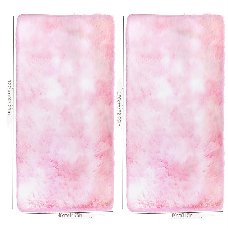 Soft Pink Area Rug Plush Floor Mat Rectangular Carpet Shaggy Rug Home Decor