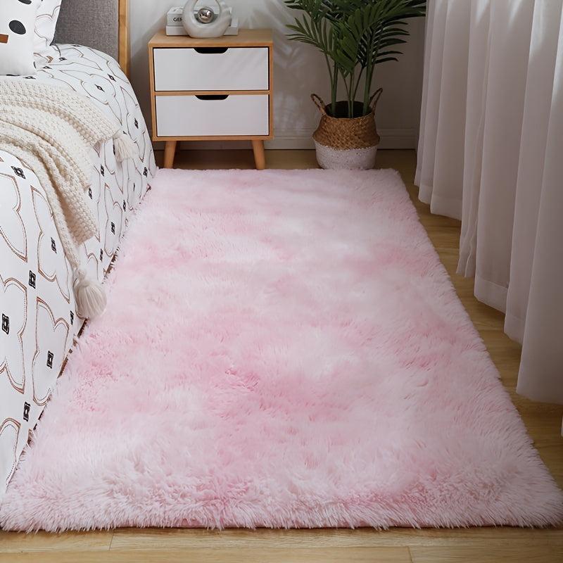 Soft Pink Area Rug Plush Floor Mat Rectangular Carpet Shaggy Rug Home Decor