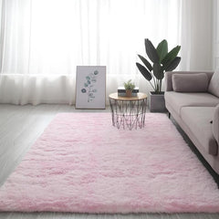 Soft Pink Area Rug Plush Floor Mat Rectangular Carpet Shaggy Rug Home Decor