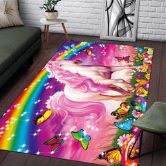 Rainbow Horse Area Rug for Living Room Soft Polyester Fiber Mat