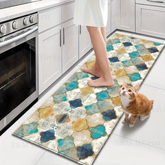 Moroccan Style Cushioned Anti Fatigue Kitchen Rug Waterproof Non Slip Absorbent