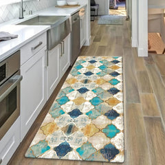 Moroccan Style Cushioned Anti Fatigue Kitchen Rug Waterproof Non Slip Absorbent