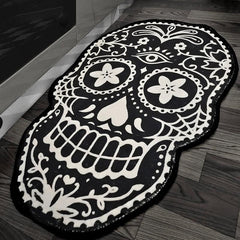 Thick Fluffy Skull Carpet for Living Room Halloween Skeleton Bedroom Plush Rug