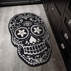 Thick Fluffy Skull Carpet for Living Room Halloween Skeleton Bedroom Plush Rug