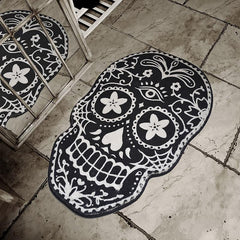 Thick Fluffy Skull Carpet for Living Room Halloween Skeleton Bedroom Plush Rug