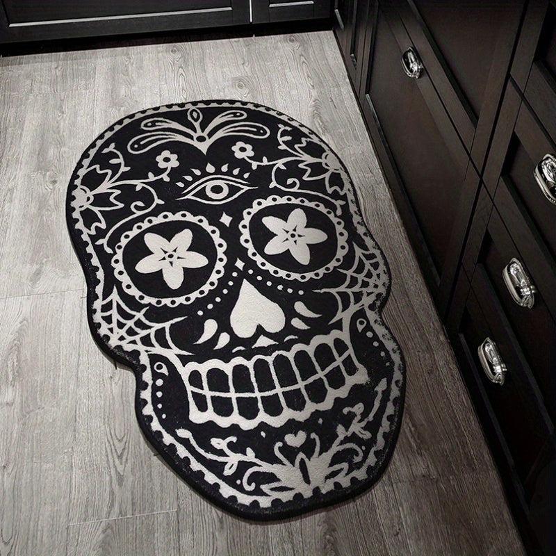 Thick Fluffy Skull Carpet for Living Room Halloween Skeleton Bedroom Plush Rug