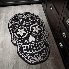 Thick Fluffy Skull Carpet for Living Room Halloween Skeleton Bedroom Plush Rug