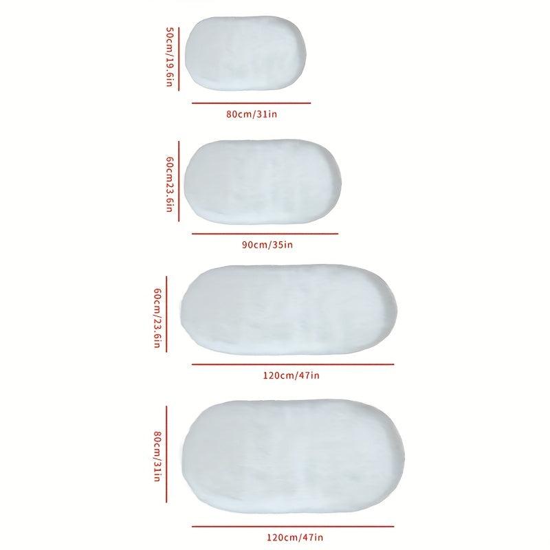 Plush Faux Sheepskin Oval Area Rug, Soft Floor Mat for Living Room