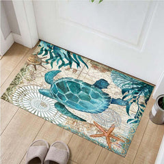 Turtle Pattern Area Rug Soft Polyester Fiber Mat Washable
