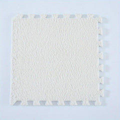 12pcs Creamy Style Carpet Plush Puzzle Foam Floor Mat Thick Interlocking