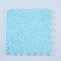 12pcs Creamy Style Carpet Plush Puzzle Foam Floor Mat Thick Interlocking