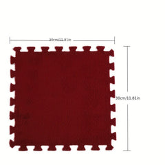 12pcs Creamy Style Carpet Plush Puzzle Foam Floor Mat Thick Interlocking