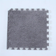 12pcs Creamy Style Carpet Plush Puzzle Foam Floor Mat Thick Interlocking
