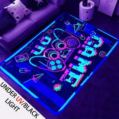 UV Light Flannel Luminous Rugs Gaming Area Blacklight Rug For Bedroom