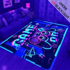 UV Light Flannel Luminous Rugs Gaming Area Blacklight Rug For Bedroom
