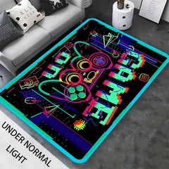 UV Light Flannel Luminous Rugs Gaming Area Blacklight Rug For Bedroom