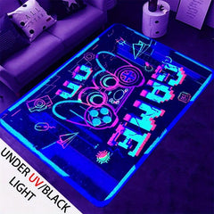 UV Light Flannel Luminous Rugs Gaming Area Blacklight Rug For Bedroom