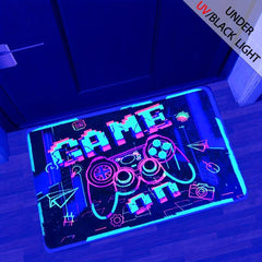 UV Light Flannel Luminous Rugs Gaming Area Blacklight Rug For Bedroom