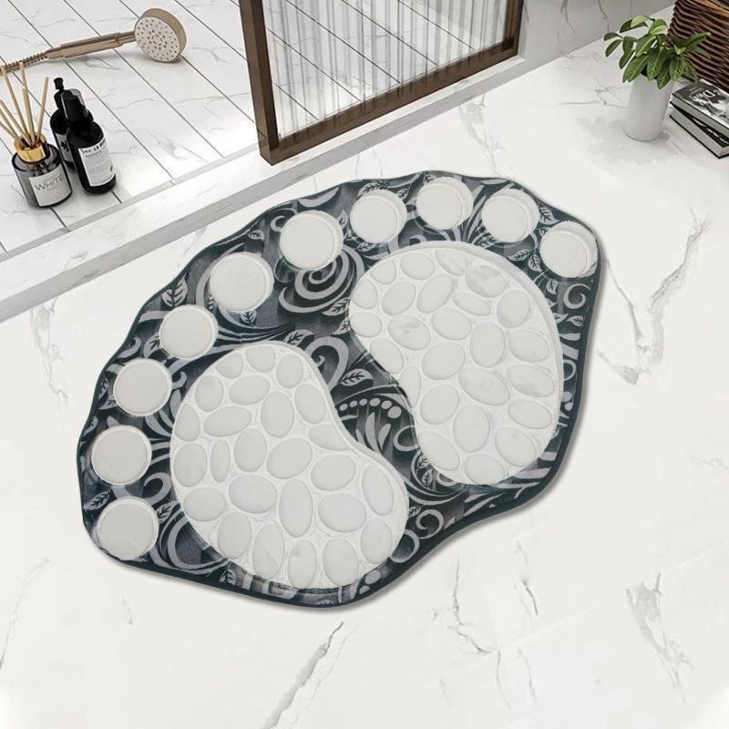 Cobblestone Patterned Bathroom Rug 3D Big Feet Indoor Mat Non slip Mat