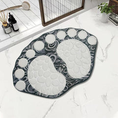 Cobblestone Patterned Bathroom Rug 3D Big Feet Indoor Mat Non slip Mat