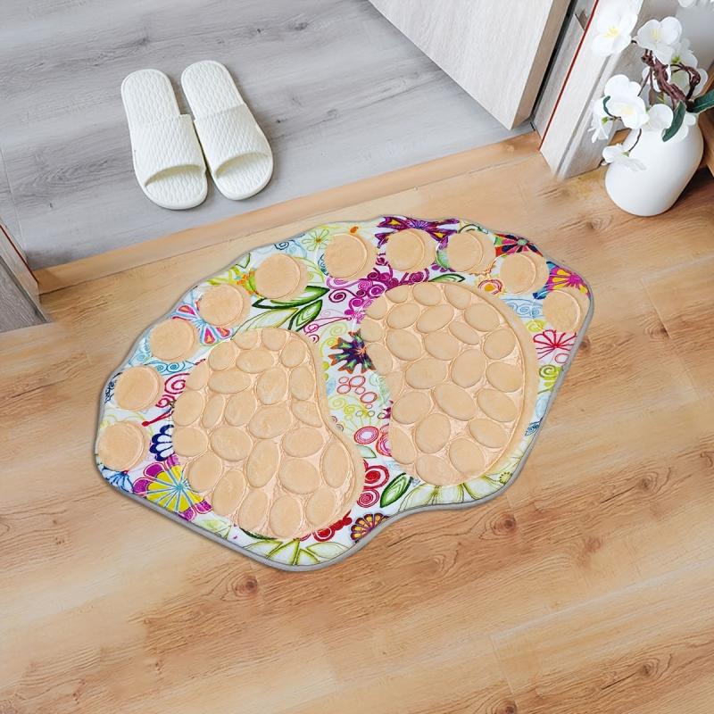 Cobblestone Patterned Bathroom Rug 3D Big Feet Indoor Mat Non slip Mat