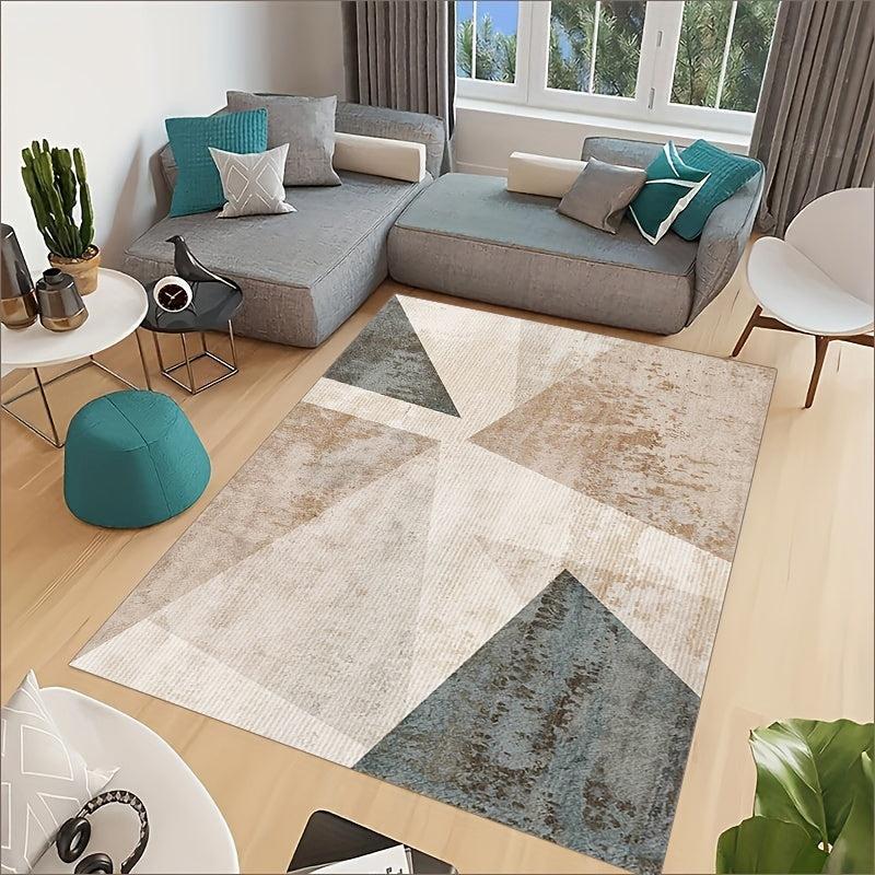 Geometric Living Room Area Carpet - Washable Abstract Modern Blanket
