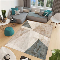Geometric Living Room Area Carpet - Washable Abstract Modern Blanket