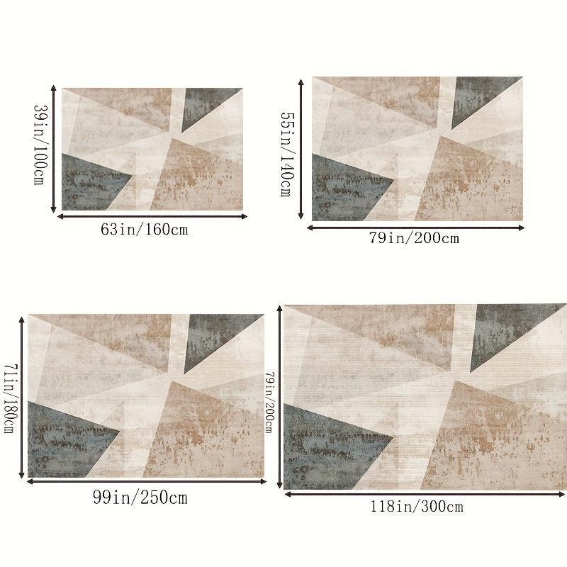 Geometric Living Room Area Carpet - Washable Abstract Modern Blanket