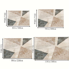 Geometric Living Room Area Carpet - Washable Abstract Modern Blanket