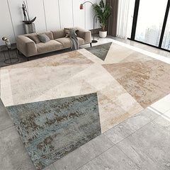 Geometric Living Room Area Carpet - Washable Abstract Modern Blanket