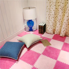 10pcs Pink Plush Foam Floor Mat for Girls and Kids 12in x 1