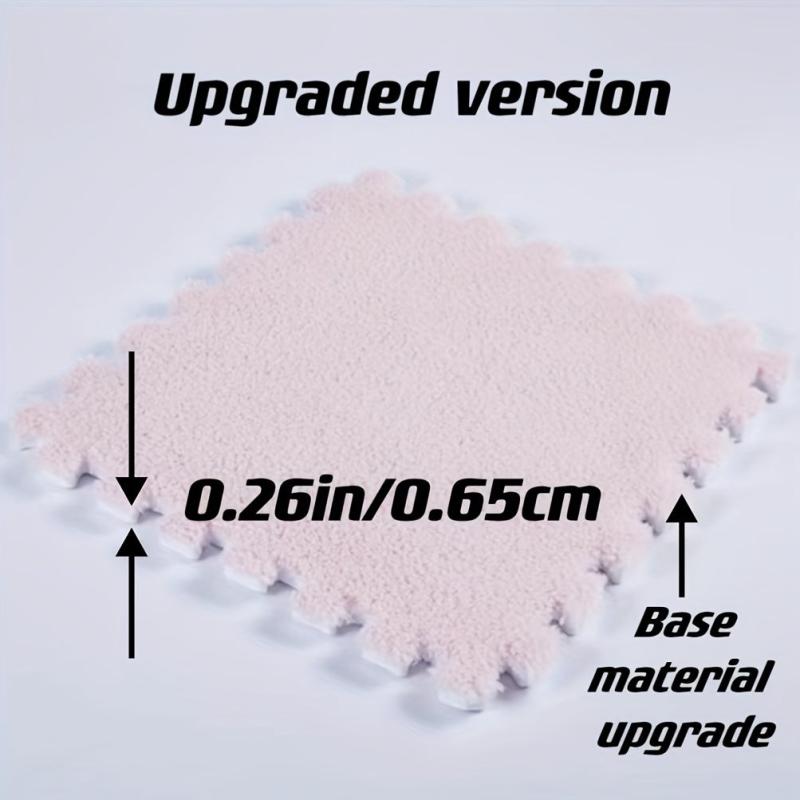 10pcs Pink Plush Foam Floor Mat for Girls and Kids 12in x 1