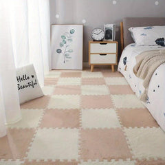10pcs Pink Plush Foam Floor Mat for Girls and Kids 12in x 1
