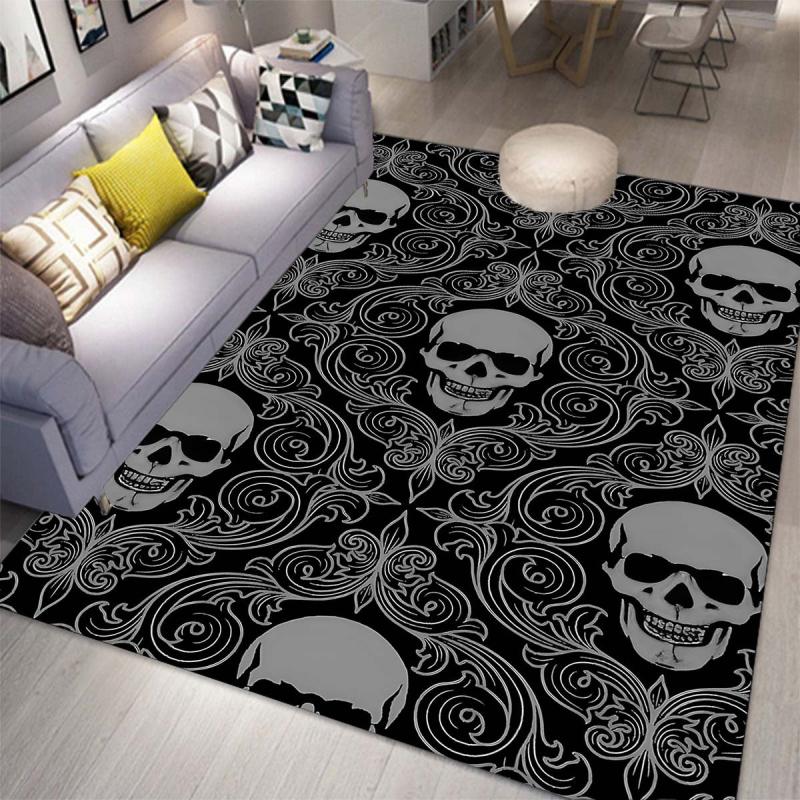 Boho Skull Carpet Non Slip Vintage Rug for Bedroom Entryway Kitchen Laundry Room