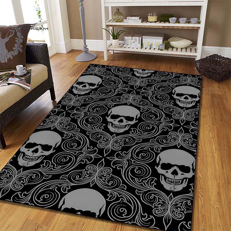Boho Skull Carpet Non Slip Vintage Rug for Bedroom Entryway Kitchen Laundry Room