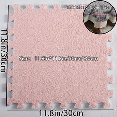 10pcs Fluffy Puzzle Floor Mat Soft Flooring Tiles DIY Rugs Patchwork Carpet
