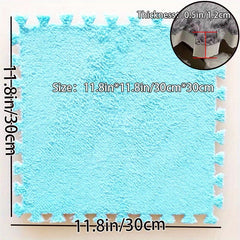 10pcs Fluffy Puzzle Floor Mat Soft Flooring Tiles DIY Rugs Patchwork Carpet